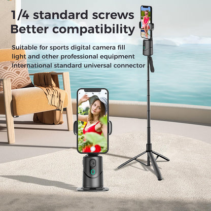 Auto Face Tracking Phone Holder,No App Required,360° Rotation Phone Camera Stand with Remote and Gesture Control, Smart Shooting Tripod for Vlog/TIK Tok Live Streaming YouTube Video Recording