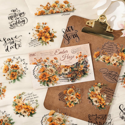 Kigofora 90-Piece Floral Quote PET Stickers for Journaling & Scrapbooking,Transparent Flower Stickers with Words, Aesthetic Collage Supplies for Planner, Cards & Paper Crafts