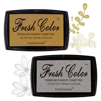 Stamp Pad, Ink Pads for Rubber Stamps, Wedding Card, Wedding Invitation, Stamps for Crafts, Scrapbooking Supplies, Card Making, Embossing Ink, Permanent Ink Pads, Non Toxic, Safe (Gold Ink Pad)