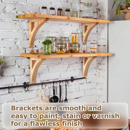 Briwooody 2 Pcs 1 3/4" W x 6 1/2" D x 9" H Wood Corbels Wooden Shelf Brackets Unfinished Paintable Decorative Shelf Brackets with Hanging Hook for Doorway Countertops Home Book Shelves Cabinet