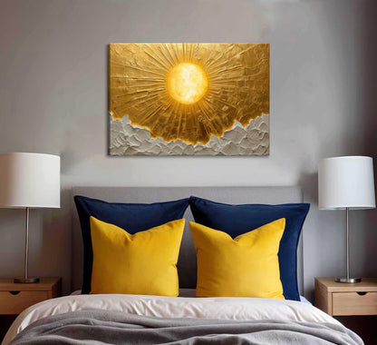 Boho Sun Canvas Wall Art Bohemia Minimalism Golden Abstract Sunrise Sunset Modern Luxury Painting Picture Wall Decor Poster Print Artwork for Living Room Bedroom Office Home Decoration