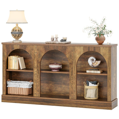 Tribesigns Farmhouse Console Table, 63-Inch Long Entryway Table with 3 Tier Storage, Wooden Rectangular Sofa Table Behind The Couch for Entrance, Hallway, Living Room, Brown