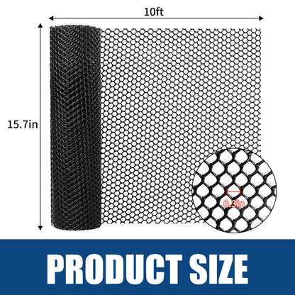 Moyios Black Plastic Chicken Wire Mesh Roll 15.7IN x 10FT, 500GSM Heavy Duty Hexagonal Fencing - Garden Netting for Poultry, Dog Rabbit Barrier, Floral Craft Wire, Easy to Cut Durable Mesh Fencing