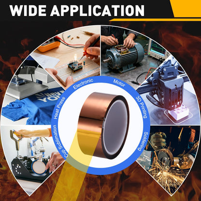 uxcell 2 Rolls Heat Tape, 40mm x 33m (108ft) Polyimide Heat Transfer Sublimation Tape No Residue High-Temperature Resistant Tapes for Heat Press Soldering Circuit Board, Brown
