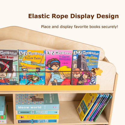 Zoolino Kids Toy Storage Organizer with Bookshelf, Wooden Montessori Playroom Furniture with 3 Removable Bins & Anti-Tip Kit, Toddler Storage Cabinet for Rooms, Playroom, Kindergarten, Natural