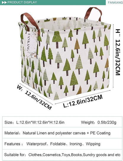 FANKANG Square Nursery Hamper Storage Bins Canvas Laundry Basket Foldable