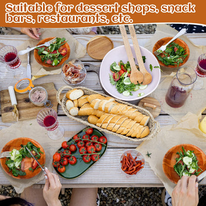 Didaey 12 Pcs Wooden Salad Bowl Set, 6 Inch Round Wood Serving Bowls, 6" Diameter x 1.5" Height, Wooden Woven Salad Bowls for Fruits, Vegetables, Snacks, Kitchen & Dining