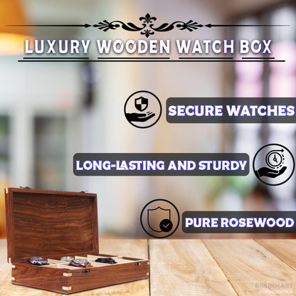 Brainmart Wooden Watch Box for Men & Women, Premium Watch Organizer Case with Wood Top, Durable Storage Holder for Watches, Elegant Gift for Collectors & Enthusiasts (12 Slot)