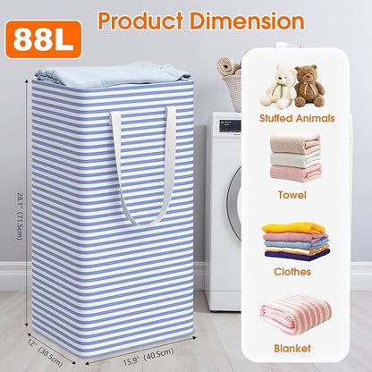 3 Pack Large Laundry Basket, Waterproof & Freestanding Laundry Hamper,