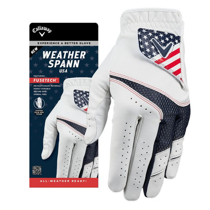 Callaway Golf Weather Spann Glove (Worn on Left Hand,White,Medium/Large,Cadet (Short Fingers) (2-Pack))