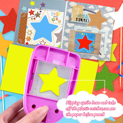 Star Hole Punch 2 inch, Star Paper Punch, Stars Shaped Hole Punch, Scrapbooking Punches, Stars Hole Puncher for Crafts, StarPunch Lever Paper Punch, Craft Punches for Scrapbooking, Card Making