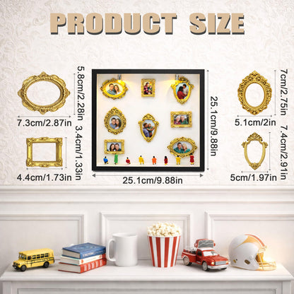 DIY Mini Shadow Box Frame Kit Black- Upgrade Mini Museum Kit Box with Miniature Figurines, Custom Photo Display Personalized Memory Decor, Celebrate Unique Memories in Style for Anniversary, Wedding