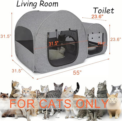 Portable Cat Playpen, Delivery Room, Enclosure, Postoperative Recovery, House Design for Better Standing, Foldable Pet Tent for Indoor and Outdoor Use, Cat Houses & Condos Dark Gray
