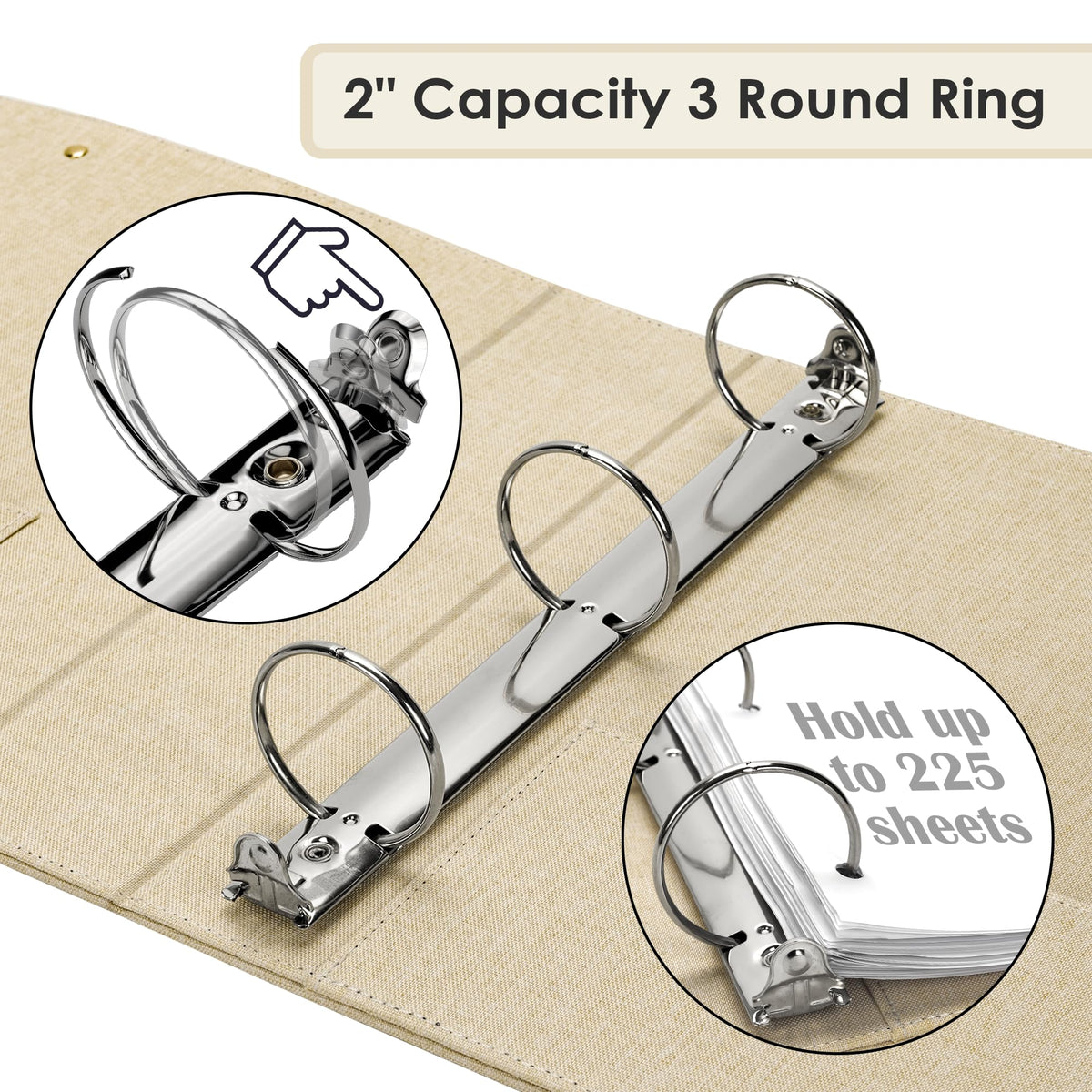 EYROZILL 3 Ring Binder 2 Inch, Binder for Letter Size (11" x 8.5") with 5 Tab Dividers, File Folder Labels and Low Profile Clipboards, Tulip White