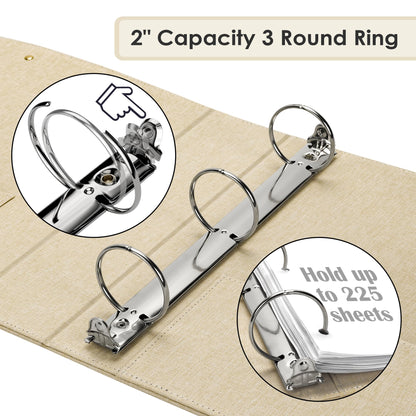 EYROZILL 3 Ring Binder 2 Inch, Binder for Letter Size (11" x 8.5") with 5 Tab Dividers, File Folder Labels and Low Profile Clipboards, Tulip White