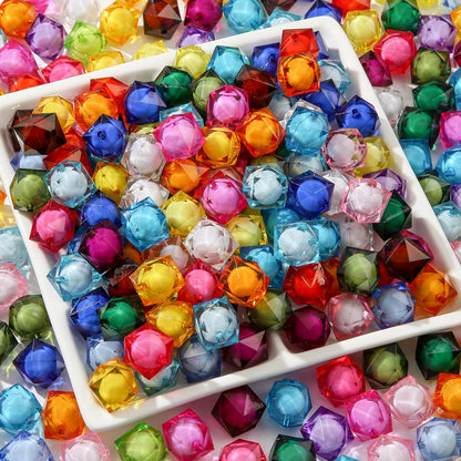 CYEENUT 20mm Acrylic Beads 180pcs Cube Chunk Bubblegum Bead Multicolor Beadable Pen Ball Beads for Pen Bag Jewelry Making Necklace Bracelets (Transparent&Color)