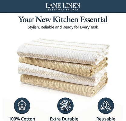 LANE LINEN Kitchen Towels Set of 4-18”x28” Absorbent Cotton Dish Towels