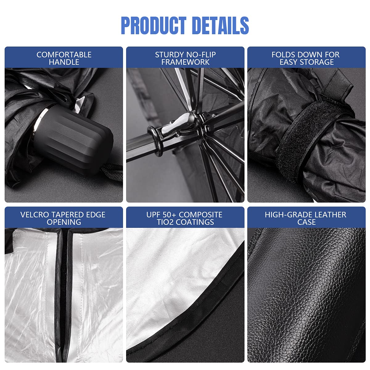 Sedan SUV Car Sun Shade for Windshield UV Rays and Heat Sun Visor Protector, Foldable Windshield Sun Shade Umbrella,Keep Car Cool,Easy to Use/Store,57''x 30''
