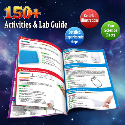 PATIFEED 150 Experiments Science Kit for Kids, Chemistry Set, Scientific Christmas Birthday Toys Gifts Ideas for Boys Girls, Break Geodes, Volcano,S.T.E.M Learning Projects