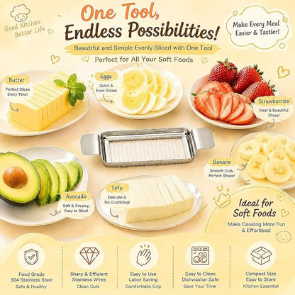 JAYVAR Cheese Slicer and Butter Cutter, 304 Stainless Steel Wire | Multifunctional Cheese Slicers for Block Cheesees, Handheld Butters Slicers Cutter, for Egg Slicing, Dishwasher Safe