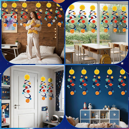 24 Sets Space Craft Kits DIY Solar System Hanging Decoration Make Your Own Outer Space Paper Crafts Ornament Galaxy Planet Star Stickers Games for Home School Classroom Activities Party Favor Gift
