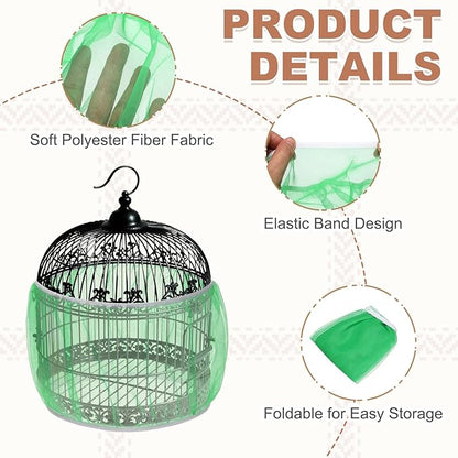 Bird Cage Seed Catcher, Bird Cage Net Cover Seeds Guard, Universal Birdcage Accessories, Green, Circumference 45.7"-59.1", Height 9.8" for Parrot Cockatiel Enclosures