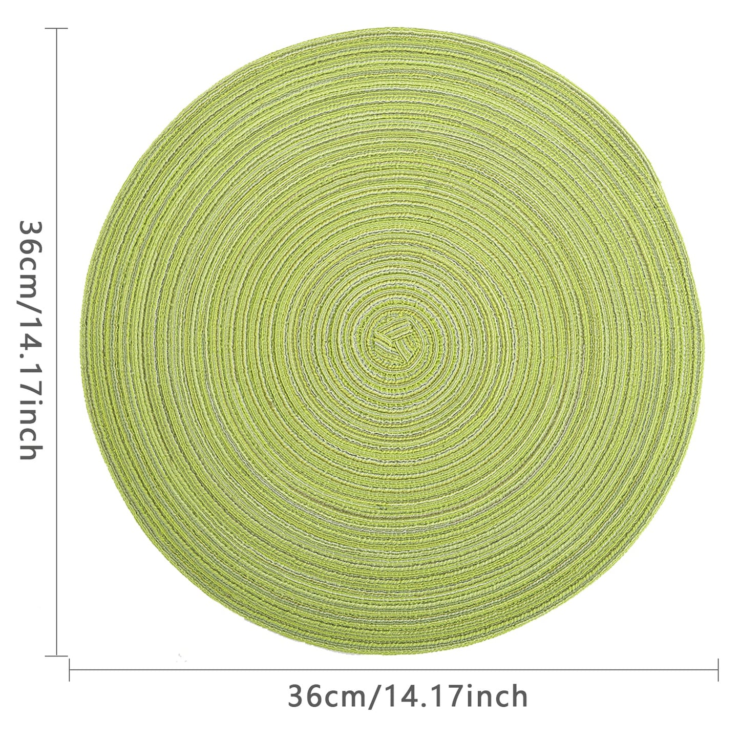 Placemats,Table Mats,Round Placemats Set of 6,Washable Easy Clean Heat-Resistant Non-Slip for Kitchen Table(Green)
