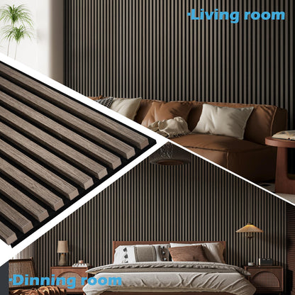 Art3d 2-Pack 108" x 12" Acoustic Wood Panels for Wall, Soundproof Wood Slat Panel for Wall and Ceiling, 3D Fluted Sound Absorbing Paneling for Interior Wall Decor, Living Room, Bedroom - Walnut