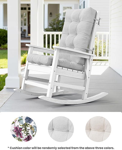 SERWALL Oversized Outdoor Rocking Chair Set of 2, HDPE Rocker for Adults, Patio Rocking Chairs for Porch, White