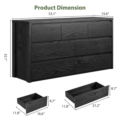 GarveeHome 7 Drawer Dresser for Bedroom, Wide Modern Chest of Drawers, Large Wood Dresser Wooden Storage Organizer for Living Room, Hallway Entryway