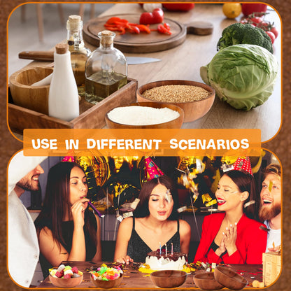 Medanera 16 Pcs Small Acacia Wooden Bowls 4.72 x 1.5 Inch Decorative Stackable Salad Bowl Round Calabash Bowls for Kitchen Pasta Sauce Rice Soup Dessert Popcorn Cream Party Gifts