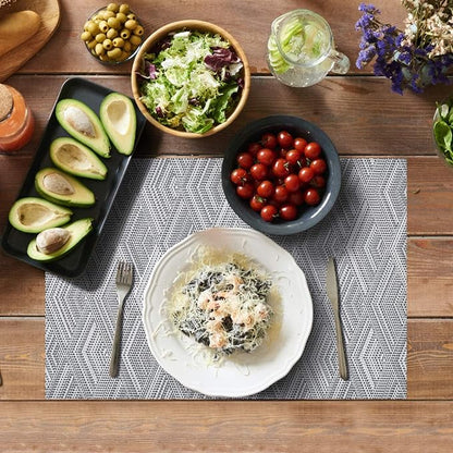 Aofmee Placemats Set of 6, Heat Resistant Place Mats, Washable Durable PVC Table Mats, Woven Vinyl Plastic Placemats for Kitchen Dining Table, Non-Slip Stain Resistant Placemats Indoor, Easy to Clean
