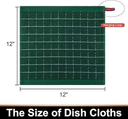 Mordimy 100% Cotton Terry Cloth Dish Cloths, Soft and Absorbent Checkered Dish