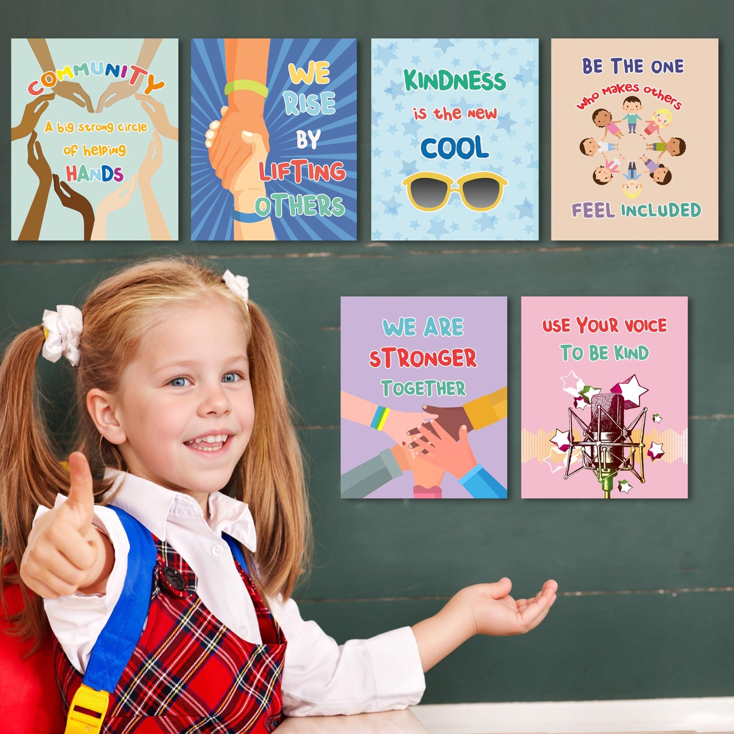 KDMAZH 6 Classroom Posters, Kindness Poster for Classroom Decorations，Motivational,Language educational， Positive,Inspirational. 8xx10Inch，Unframed