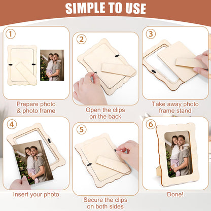 Fovths 30 Pieces Wooden Picture Frame Unfinished Wood Photo Frames 4x6 Inch Wavy Edge DIY Picture Frame Set with PVC Cover for Photos Postcard Craft DIY Art Projects, Home Decor