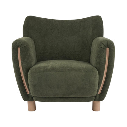 Christopher Knight Home Beba Low Profile Wingback Accent Chair Set of 2, Velvet Club Chair, Bedroom Comfy Reading Chair, Wooden Living Room Single Lounge Sofa, Olive Green