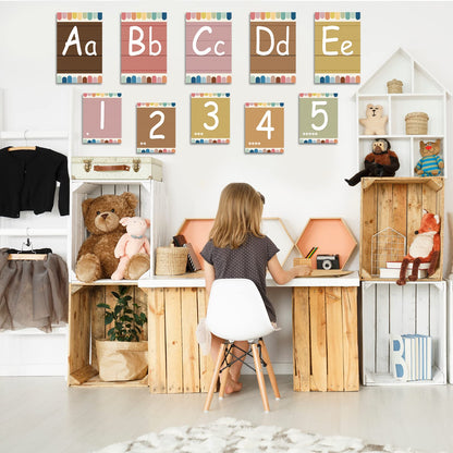 Adduster Bulletin Board Letters - ABC Alphabet Poster Classroom Decor Set Preschool English Poster Kindergarten/Primary School Classroom Wall Decor Daycare/Homeschool Supplies 10inx5.5in