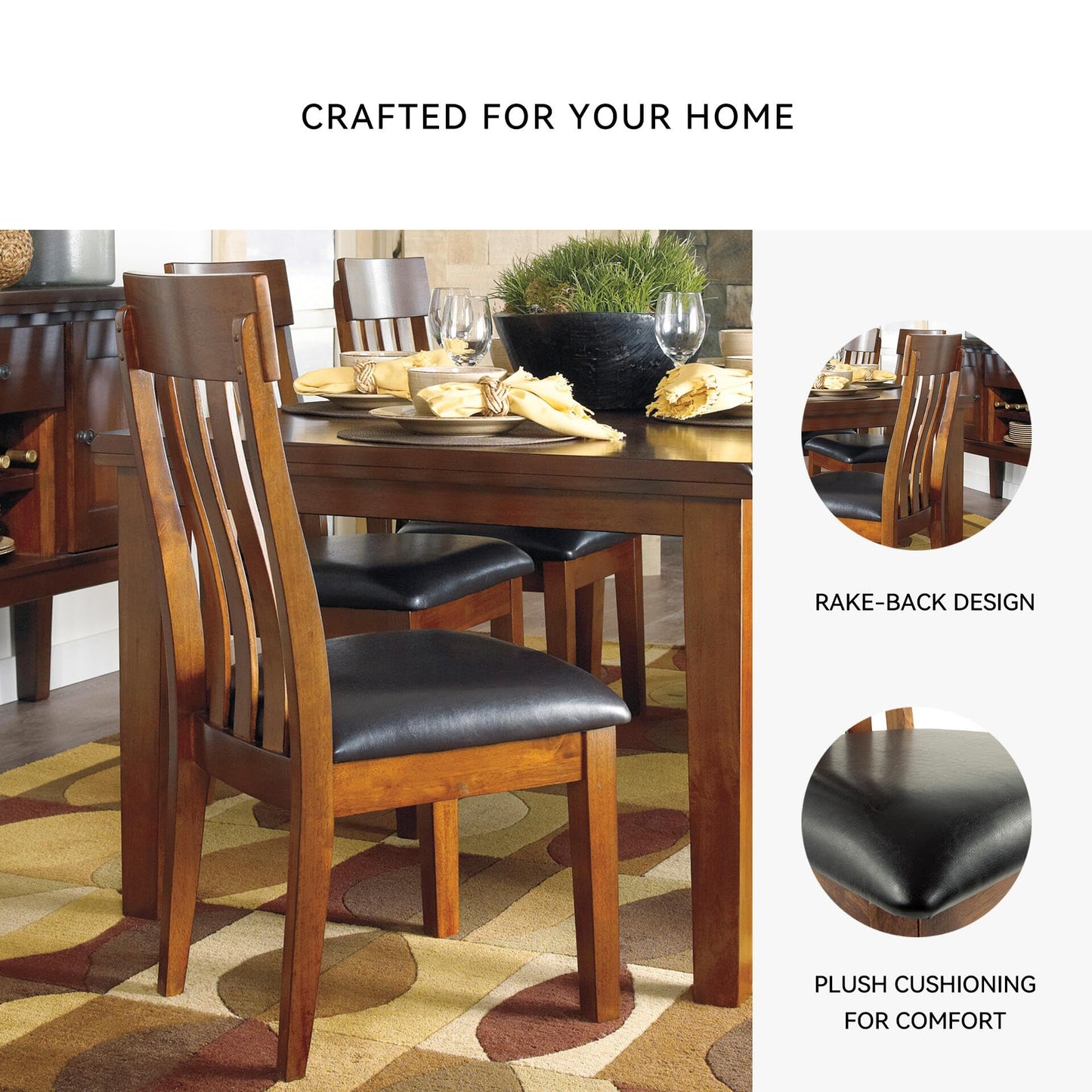 Signature Design by Ashley Ralene Rake Back 19" Dining Room Chair 2 Count, Medium Brown