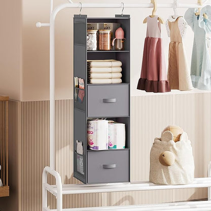 YOUDENOVA Hanging Closet Organizer, 5 Tier Hanging Closet Shelves