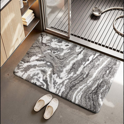 Ankah Luxurious Nordic Bathroom Rug, Extra Soft Fluffy Bath Mat, Absorbent, Non-Slip, Easy to Care and Fast Drying, Modern Style Marble Pattern Shower Rug, Home Decor Accessories, 17.3"x29.9", Gray