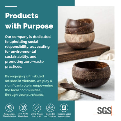 Jungle Culture 2 Polished Coconut Bowl & Wooden Spoons Set with Bamboo Straws • Natural Yoghurt & Smoothie Bowls Ideal for Ninja Creami • Healthy Coco Shell Buddha, Acai • Eco Friendly Vegan Gifts