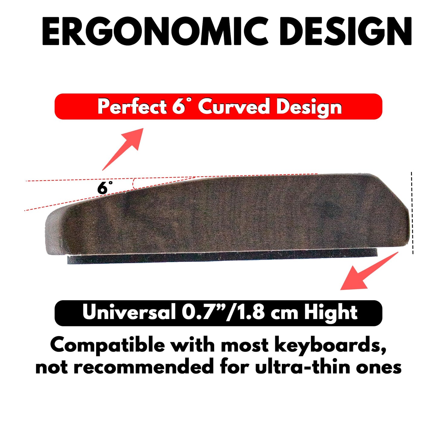 HAUSMODA Walnut Wooden Wrist Rest for Full Size Keyboard, Ergonomic Solid Wood Hand Rest with Non-Slip Base, Stain Resistant Palm Support for Typing & Gaming (17.3" L)