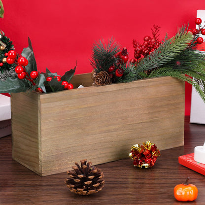 LEIFEOSH 6 Pcs Rustic Wooden Boxes for Storage, Decorative, Display, Arts & Crafts, Rectangle Wooden Crate Wood Planter Box Party Food Risers Wedding Table Centerpiece Home Decor, Brown