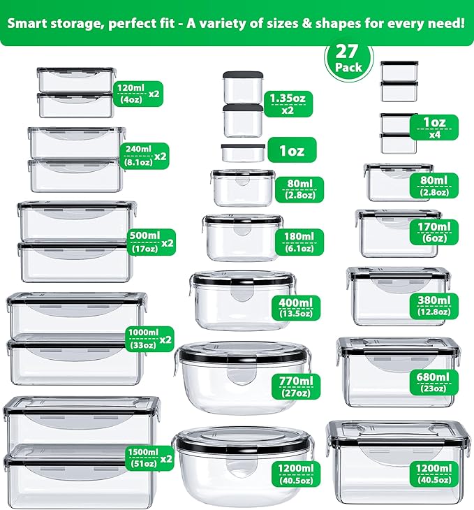 54 Pcs Food Storage Containers