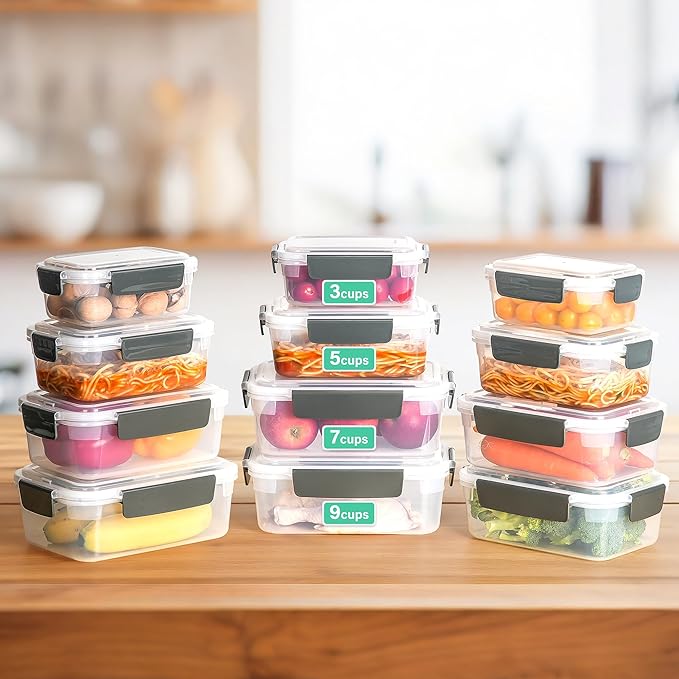 YORY 5 cup Plastic Food Storage Containers