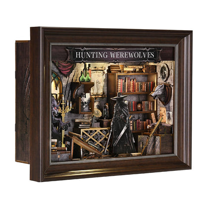 ETKVR Book Nook Kit, DIY 3D Wooden Puzzle Miniature House Kit, Simple Bookend Picture Frame Booknook