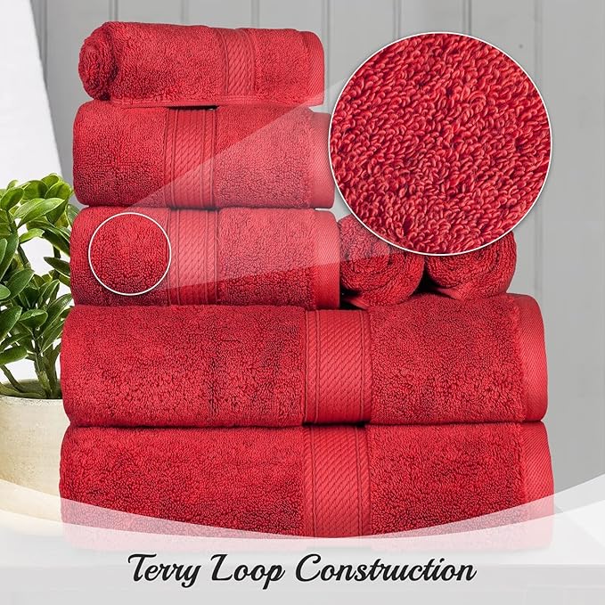 SUPERIOR Egyptian Cotton Pile 8 Piece Towel Set, Includes 2 Bath, 2 Hand