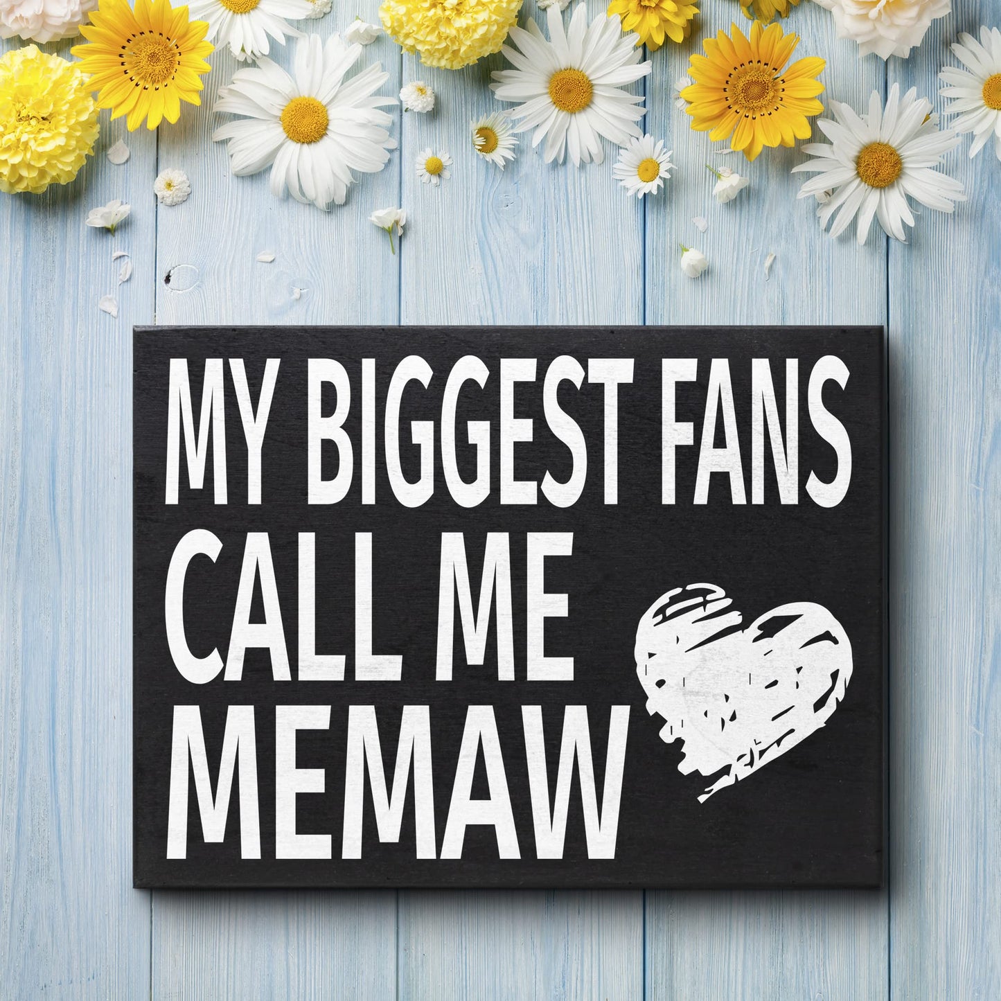 JennyGems 'My Biggest Fans Call Me Memaw' Wooden Sign - Gift for Memaw, Shelf Decor and Wall Hanging, Made in USA