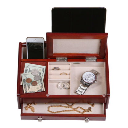 Mele and Co Davin Men’s Dresser Valet Wooden Jewelry Box