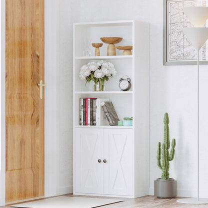 IRONCK Industrial Bookshelves and Bookcases with Doors 11.8 in Depth Floor Standing 5 Shelf Display Storage Shelves Tall Bookcase for Home, Office, Living Room